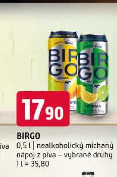 Birgo 0,5l nealkoholický míchaný nápoj z piva vybrané druhy