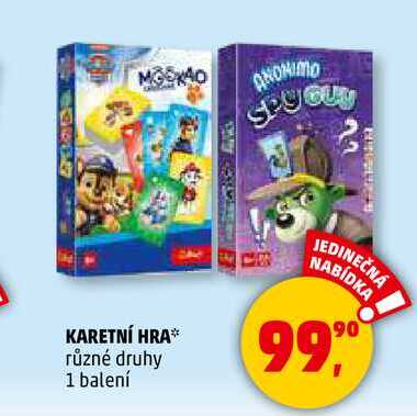 KARETNÍ HRA různé druhy, 1 balení  