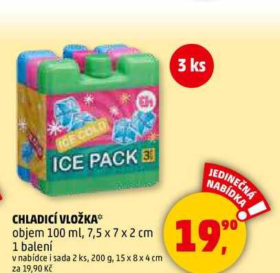 CHLADICÍ VLOŽKA objem 100 ml, 7,5 x 7 x 2 cm, 1 balení 
