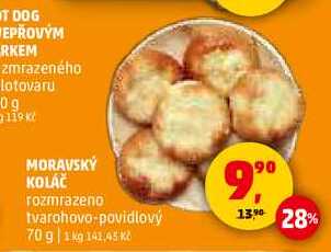 MORAVSKÝ KOLÁČ rozmrazeno tvarohovo-povidlový, 70 g  