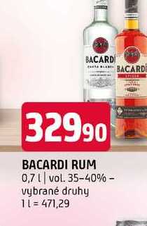 Bacardi rum 0,7l vol. 35-40% vybrané druhy 