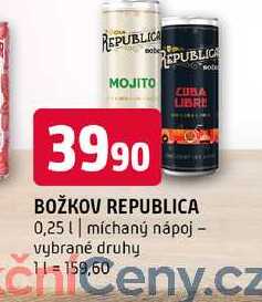 Božkov republica 0,25l míchaný nápoj vybrané druhy