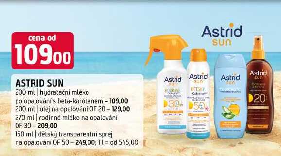 Astrid sun vybrané druhy 200 ml