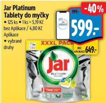 Jar Platinum Tablety do myčky, 125 ks 