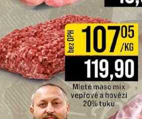 Mleté maso mix vepřové a hovězí 20% tuku 1kg