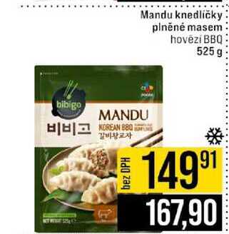 Mandu knedlíčky plněné masem hovězí BBQ 525 g 