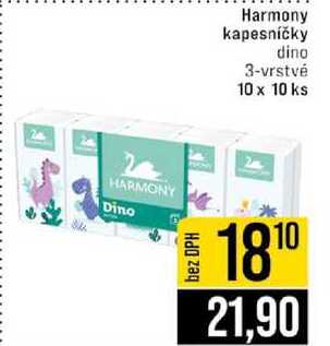 Harmony kapesníčky dino 3-vrstvé 10 x 10 ks 