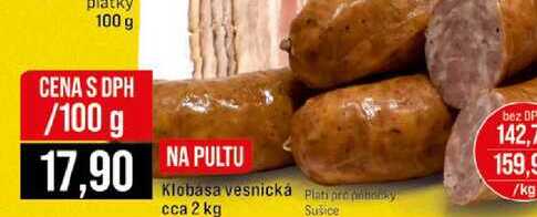 Klobasa vesnická cca 2 kg 100g