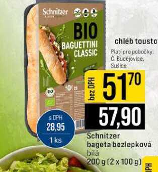 Schnitzer bageta bezlepková bílá 200 g (2 x 100 g) 