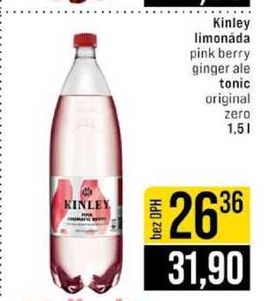Kinley limonáda pink berry ginger ale tonic original zero 1,5l