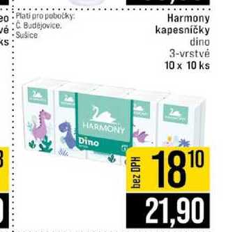 Harmony kapesníčky dino 3-vrstvé 10 x 10 ks 