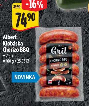 Albert Klobáska Chorizo BBQ, 290 g