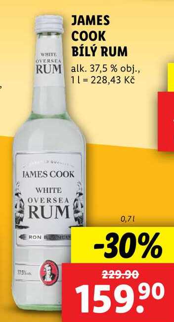 JAMES COOK BÍLÝ RUM, 0,7 l