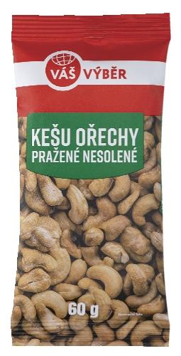 VÁŠ VÝBĚR Kešu ořechy pražené nesolené, 60 g