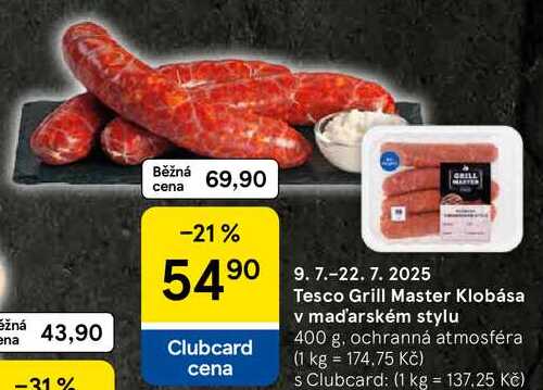 Tesco Grill Master Klobása v maďarském stylu, 400 g 