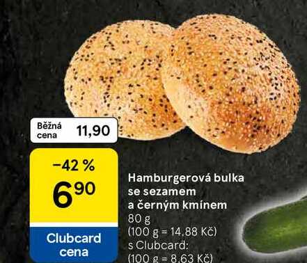 Hamburgerová bulka se sezamem a černým kmínem, 80 g  