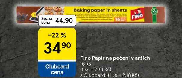 Fino Papír na pečení v arších, 16 ks 