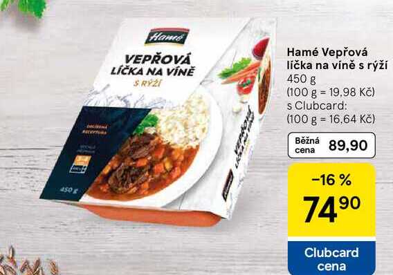 Hamé Vepřová líčka na víně s rýží, 450 g 