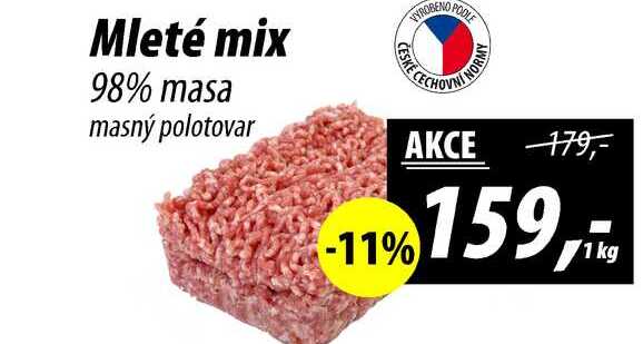 Mleté mix 98% masa masný polotovar, 1 kg 