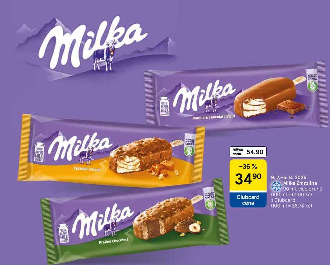 Milka Zmrzlina, 90 ml. více druhů 