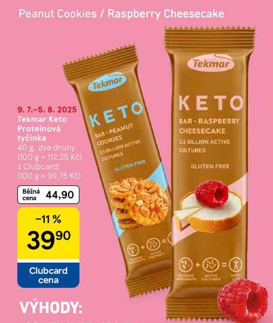Tekmar Keto Proteinová tyčinka, 40 g, dva druhy  