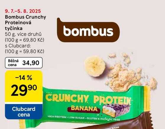 Bombus Crunchy Proteinová tyčinka, 50 g, více druhů  