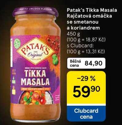Patak's Tikka Masala Rajčatová omáčka se smetanou a koriandrem, 450 g 
