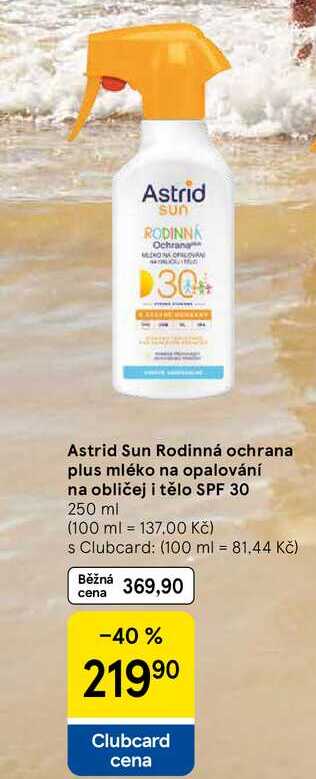 Astrid Sun Rodinná ochrana plus mléko na opalování na obličej i tělo SPF 30, 250 ml 