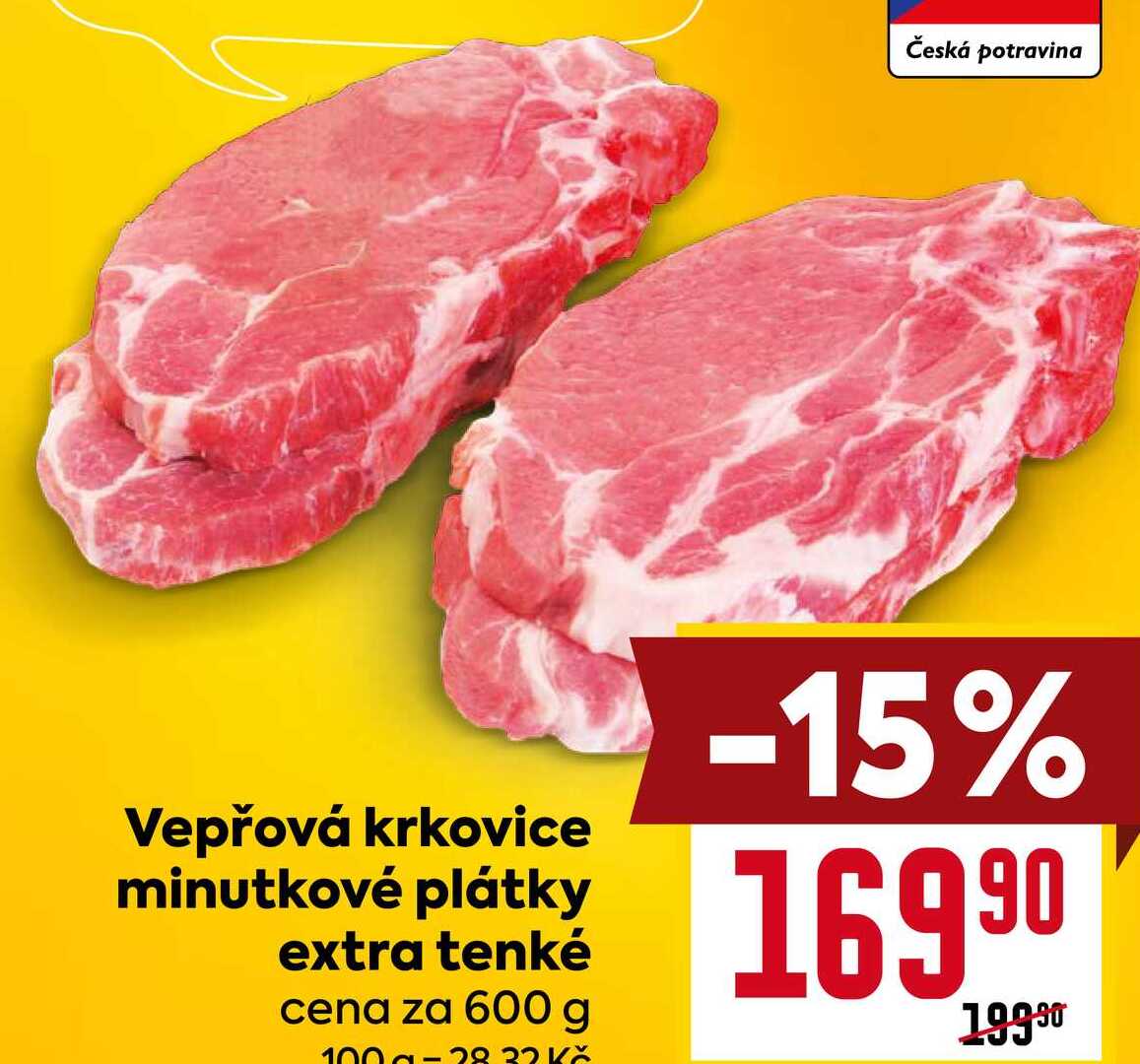 Vepřová krkovice minutkové plátky extra tenké cena za 600 g 