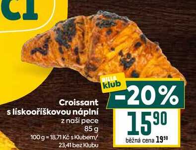 Croissant s lískooříškovou náplní z naší pece 85 g 