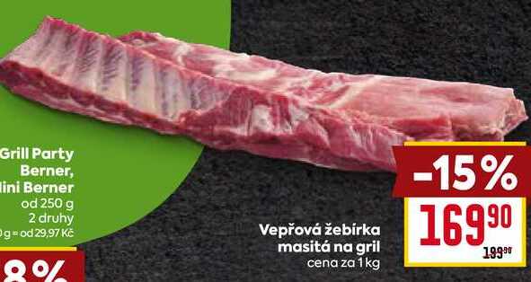  Vepřová žebírka masitá na gril cena za 1kg  