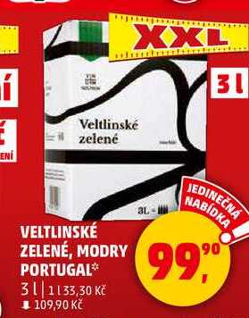 VELTLINSKÉ ZELENÉ, MODRY PORTUGAL, 3 l 