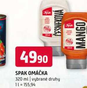 Spak omáčka 320ml, vybrané druhy