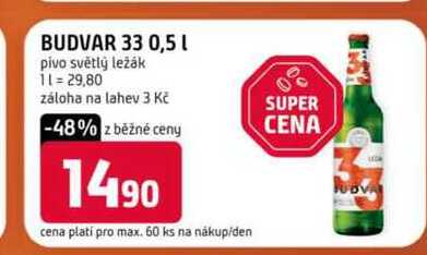 Budweiser Budvar Světlý ležák pivo 0,5l