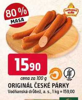 Vodňanské Kuře Original české párky 100g