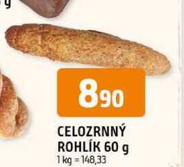 CELOZRNNÝ ROHLÍK 60 g