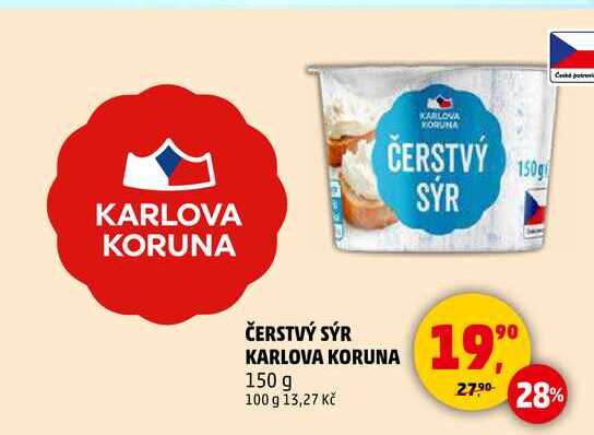 ČERSTVÝ SÝR KARLOVA KORUNA, 150 g 