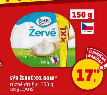 SÝR ŽERVÉ XXL BONI různé druhy, 150 g 