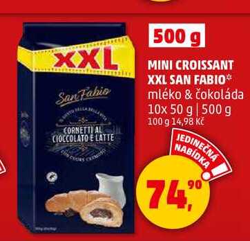 MINI CROISSANT XXL SAN FABIO mléko & čokoláda, 10x 50 g  
