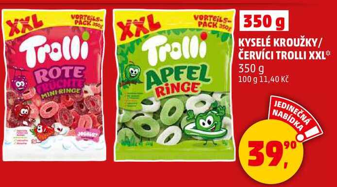 KYSELÉ KROUŽKY/ ČERVÍCI TROLLI XXL, 350 g  