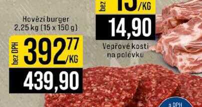 Hovězí burger 2,25 kg (15 x 150 g)