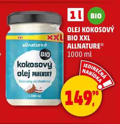 OLEJ KOKOSOVÝ XXL BIO allnature, 1000 ml