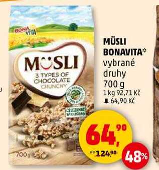MÜSLI BONAVITA vybrané druhy, 700 g 
