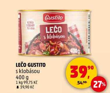 LEČO GUSTITO s klobásou, 400 g 