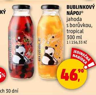 BUBLINKOVÝ NÁPOJ jahoda s borůvkou, 300 ml