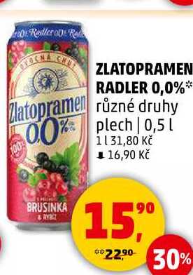 ZLATOPRAMEN RADLER 0,0% plech, 0,5 l 