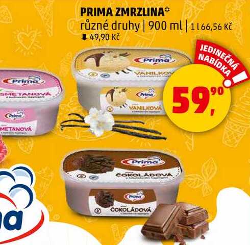 PRIMA ZMRZLINA různé druhy, 900 ml 