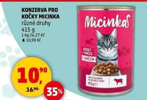 KONZERVA PRO KOČKY MICINKA různé druhy, 415 g 