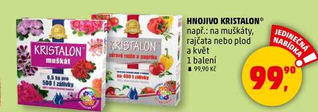HNOJIVO KRISTALON např.: na muškáty, rajčata nebo plod a květ, 1 balení 