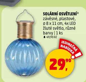SOLÁRNÍ OSVĚTLENÍ závěsné, plastové, 08 x 11 cm, 4x LED žluté světlo, různé barvy, 1 ks 